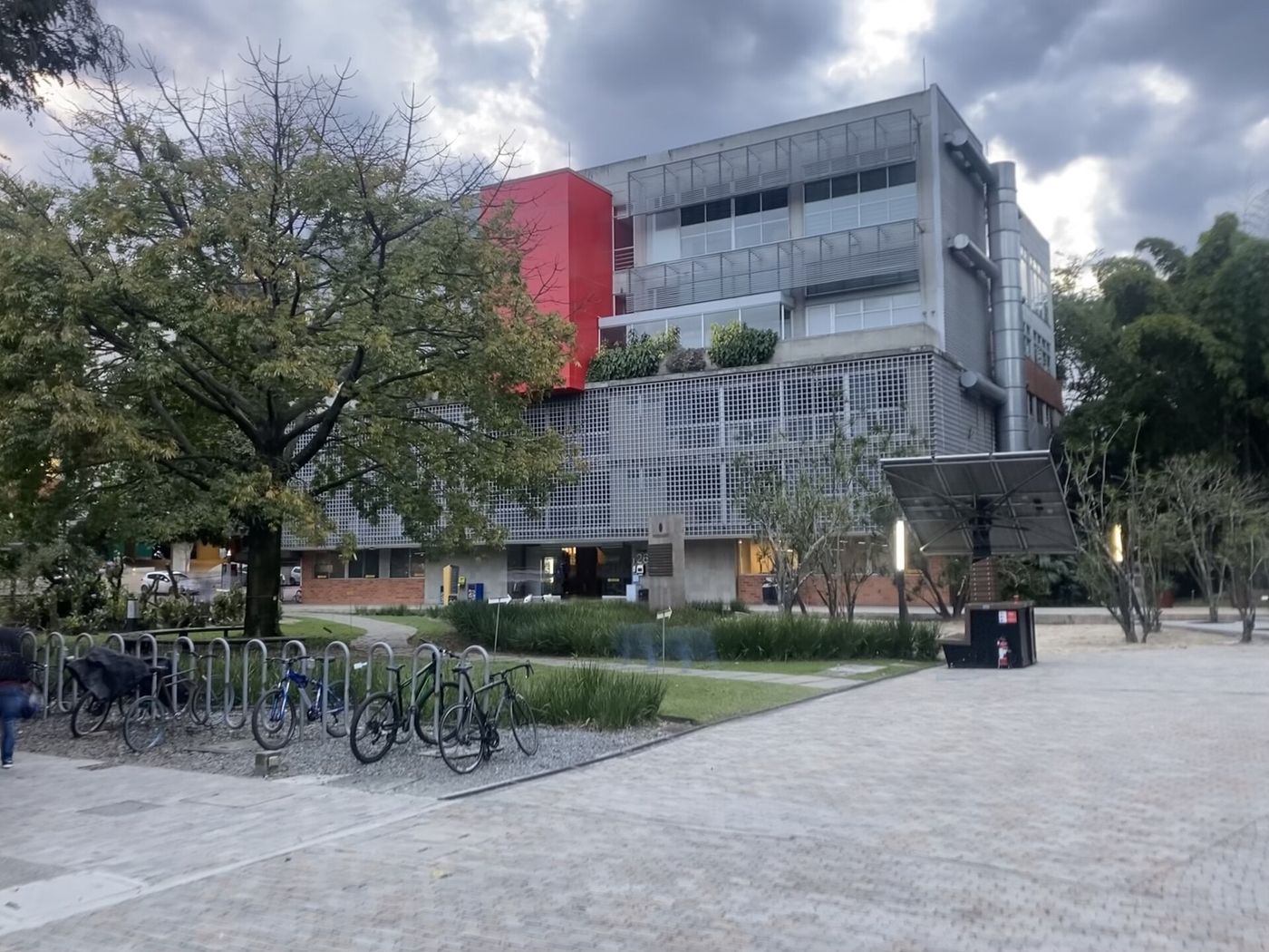 A modern academic building on the Universidad EAFIT campus in Medellín